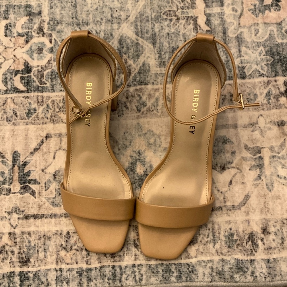 Birdy Grey Natalie Low Chunky Heel, Nude Latte